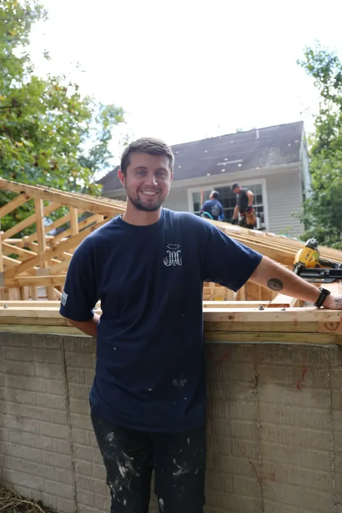 The owner of Perpetual Improvements on a framing job with the crew